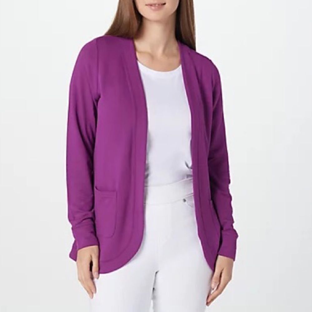 Denim & Co. Active Brushed French Terry Cardigan with Pockets